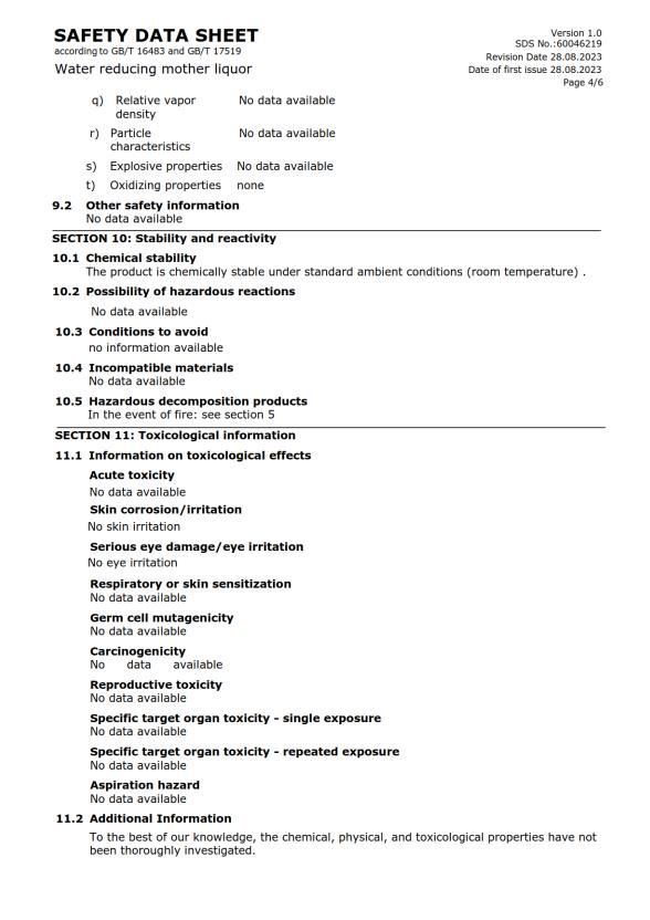 msds-Water reducing mother liquor-eng